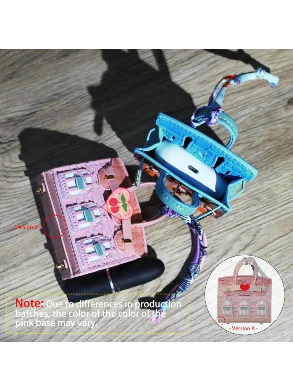 2 PCS Mini Tote Bag Charms & Keychain Pouch - Small Coin Purse Wallet Set